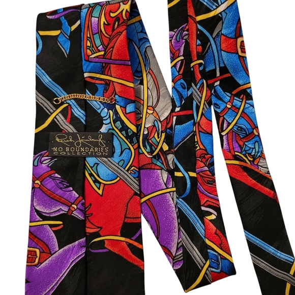 Rush Limbaugh Vtg Silk No Boundaries Colorful Carousel Horses Neck Tie - Picture 1 of 7
